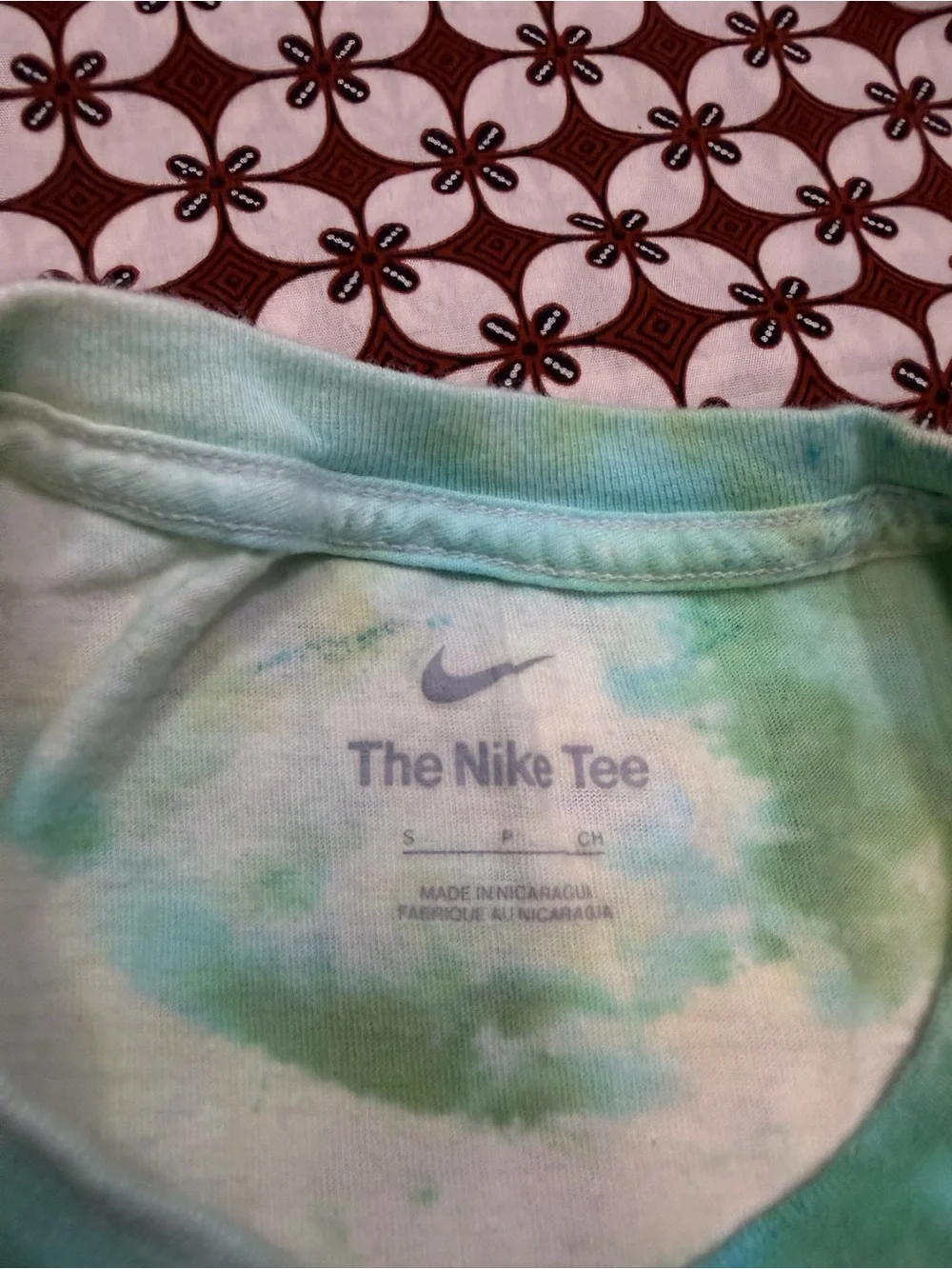 Nike White Tie-Dye Short Sleeve T-Shirt with Black Logo